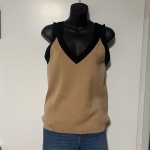 Ann Taylor Camel or Tan V Neck Top Size Medium Tank Top